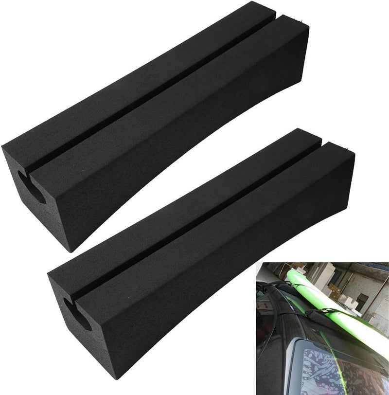 GLOGLOW Outdoor Car Roof Rack Bars, 2 Pack EVA Soft Oval Wear Universal Fit Surfboard Kayak Stand Up Paddle Board Carrier - Image 3